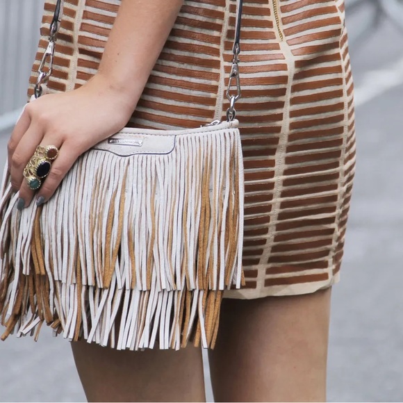 Rebecca Minkoff | Gold Leather Fringe Clutch Purse - Picture 1 of 8